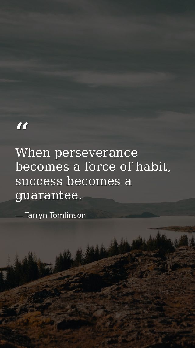 When perseverance becomes a force of habit, success becomes a guarantee. — Tarryn Tomlinson