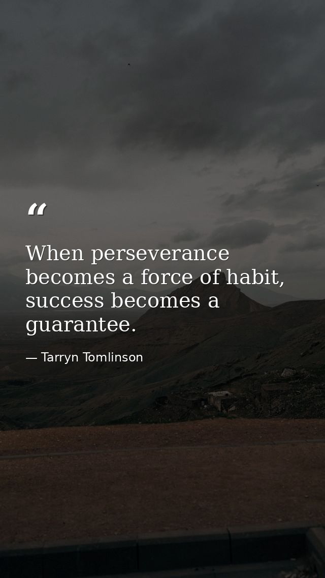 When perseverance becomes a force of habit, success becomes a guarantee. — Tarryn Tomlinson