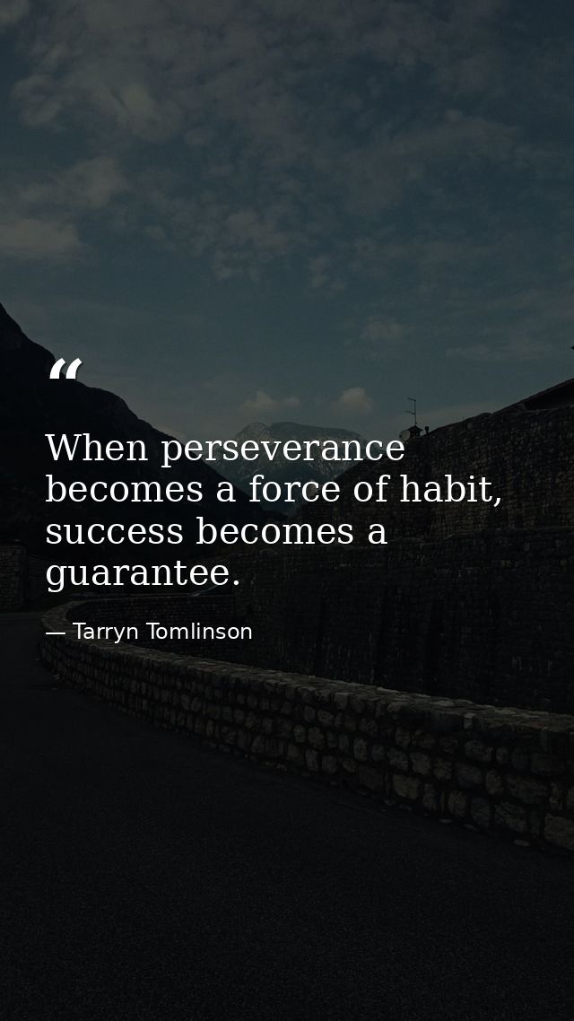 When perseverance becomes a force of habit, success becomes a guarantee. — Tarryn Tomlinson
