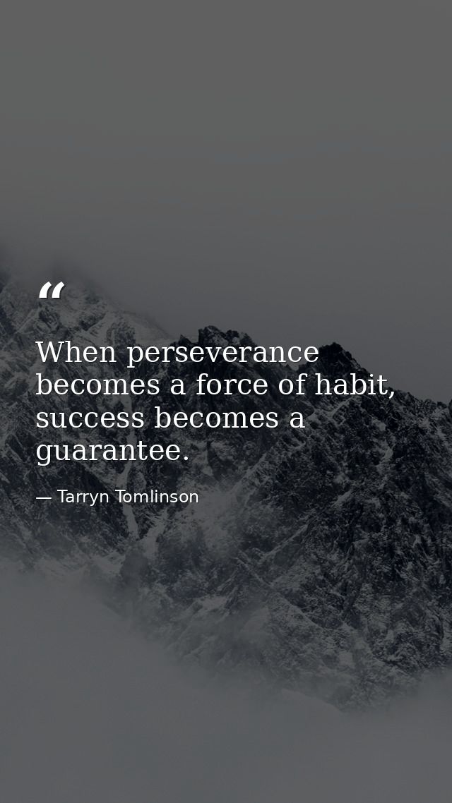 When perseverance becomes a force of habit, success becomes a guarantee. — Tarryn Tomlinson