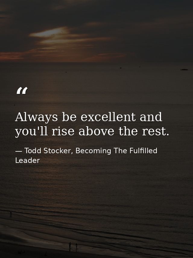 Always be excellent and you'll rise above the rest. — Todd Stocker, Becoming The Fulfilled Leader