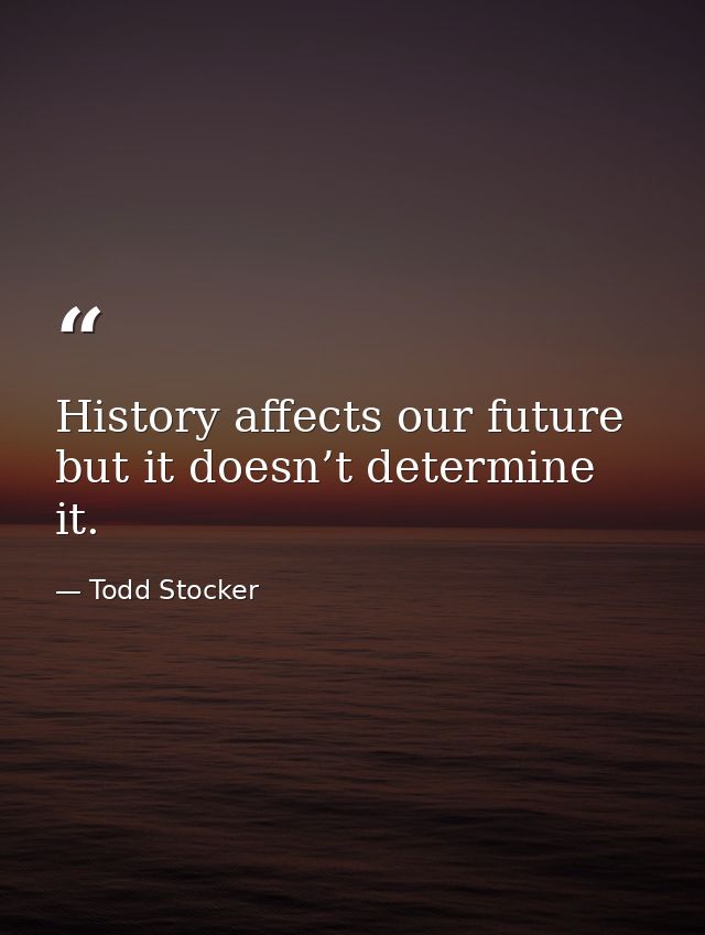 History affects our future but it doesn’t determine it. — Todd Stocker