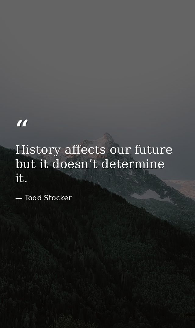 History affects our future but it doesn’t determine it. — Todd Stocker