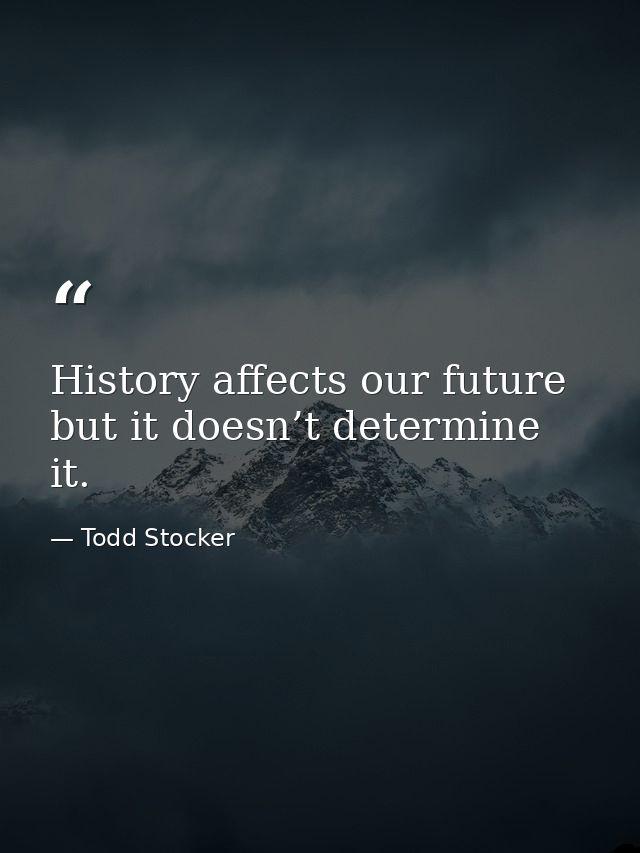 History affects our future but it doesn’t determine it. — Todd Stocker