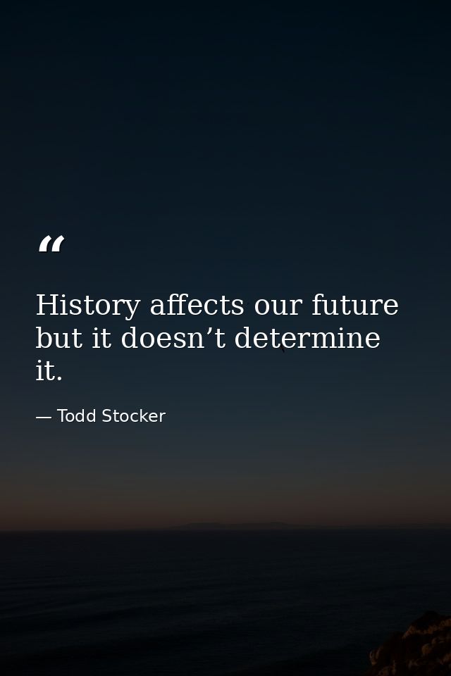 History affects our future but it doesn’t determine it. — Todd Stocker