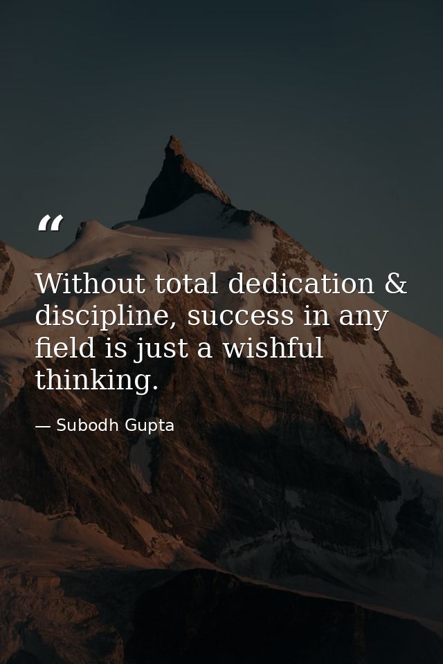 Without total dedication & discipline, success in any field is just a wishful thinking. — Subodh Gupta