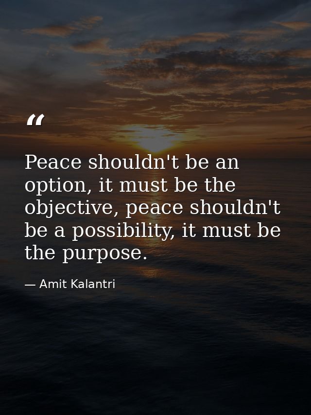Peace shouldn't be an option, it must be the objective, peace shouldn't be a possibility, it must be the purpose. — Amit Kalantri