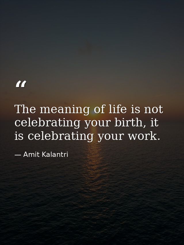 The meaning of life is not celebrating your birth, it is celebrating your work. — Amit Kalantri