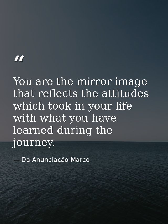You are the mirror image that reflects the attitudes which took in your life with what you have learned during the journ — Da Anunciação Marco