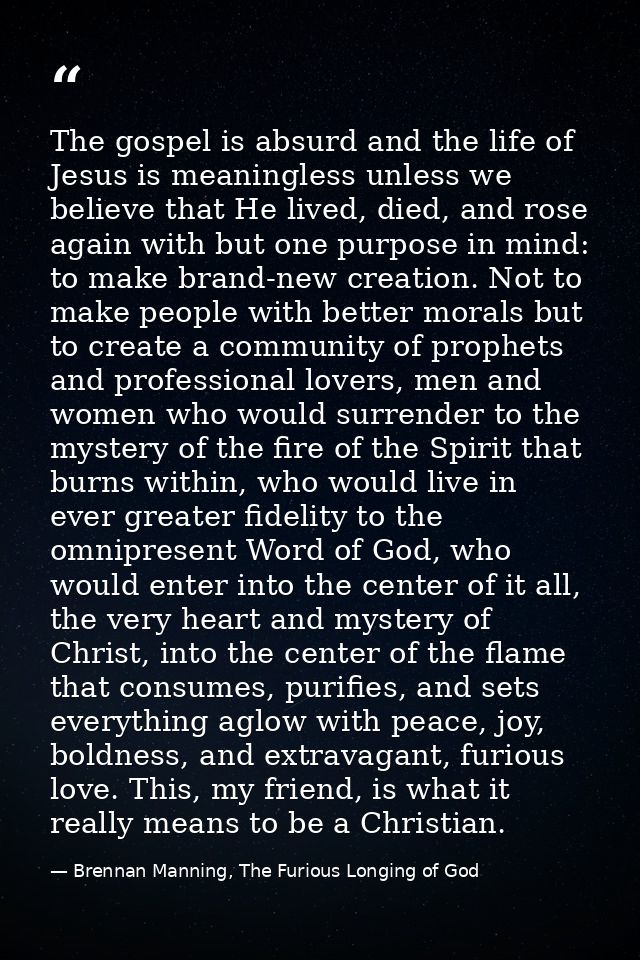 The gospel is absurd and the life of Jesus is meaningless unless we believe that He lived, died, and rose again with but — Brennan Manning, The Furious Longing of God