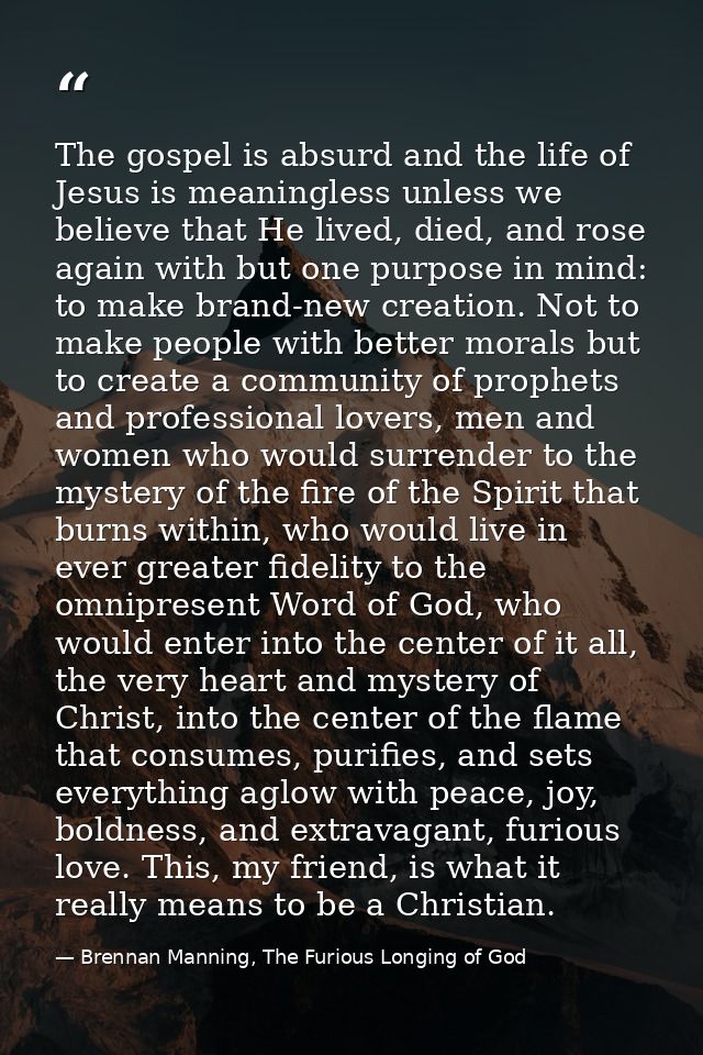 The gospel is absurd and the life of Jesus is meaningless unless we believe that He lived, died, and rose again with but — Brennan Manning, The Furious Longing of God