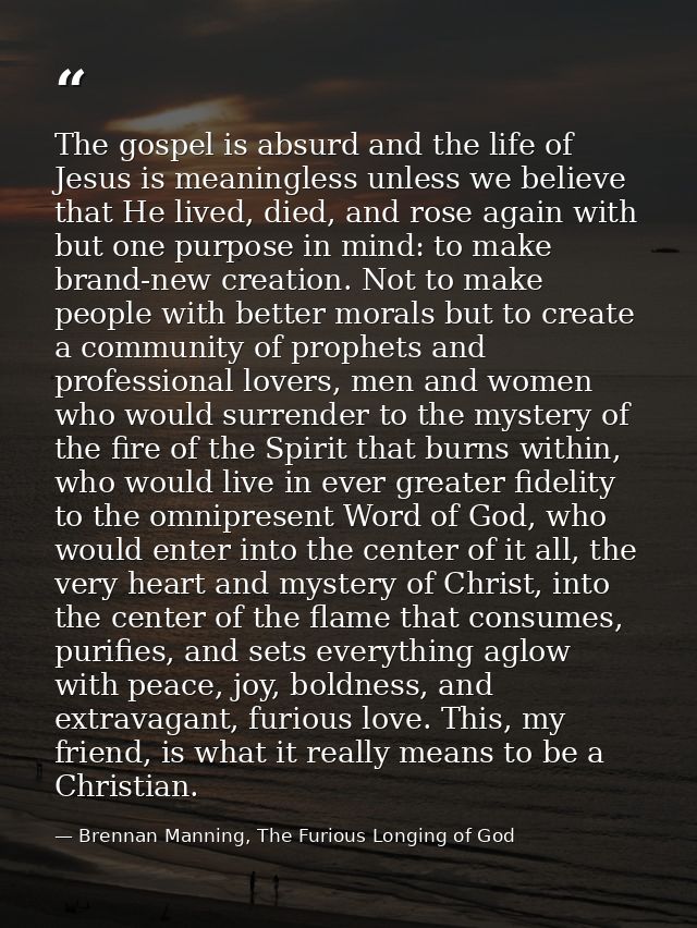The gospel is absurd and the life of Jesus is meaningless unless we believe that He lived, died, and rose again with but — Brennan Manning, The Furious Longing of God