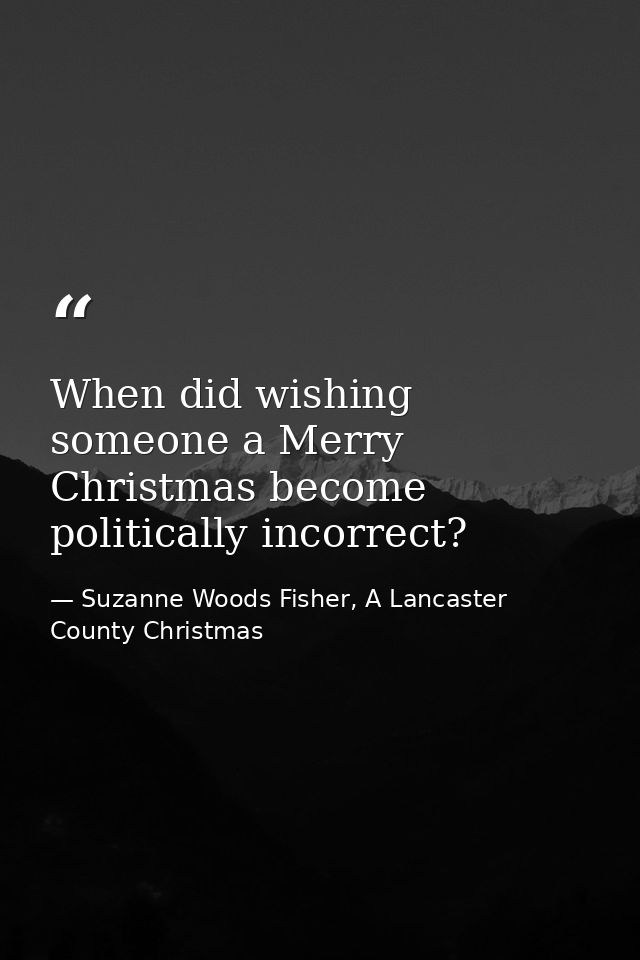 When did wishing someone a Merry Christmas become politically incorrect? — Suzanne Woods Fisher, A Lancaster County Christmas