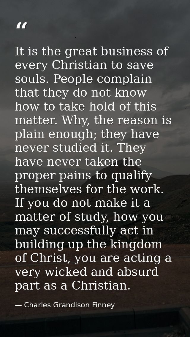 It is the great business of every Christian to save souls. People complain that they do not know how to take hold of thi — Charles Grandison Finney
