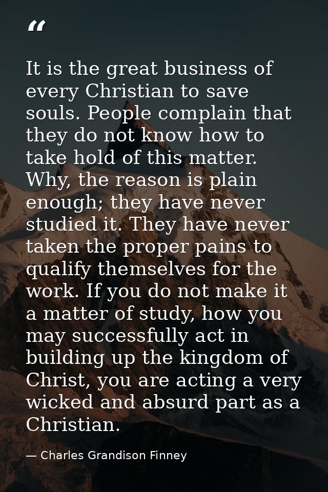 It is the great business of every Christian to save souls. People complain that they do not know how to take hold of thi — Charles Grandison Finney