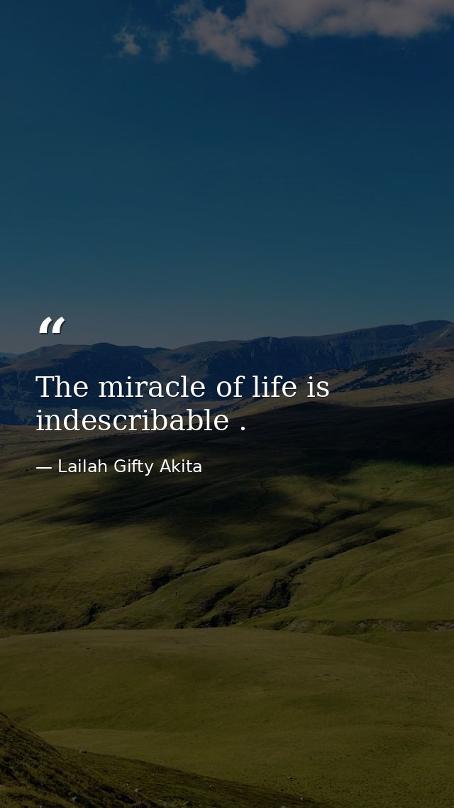 The miracle of life is indescribable . — Lailah Gifty Akita