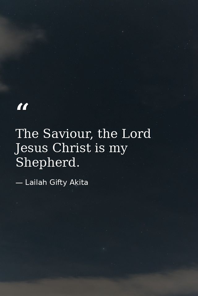 The Saviour, the Lord Jesus Christ is my Shepherd. — Lailah Gifty Akita