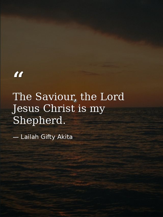 The Saviour, the Lord Jesus Christ is my Shepherd. — Lailah Gifty Akita