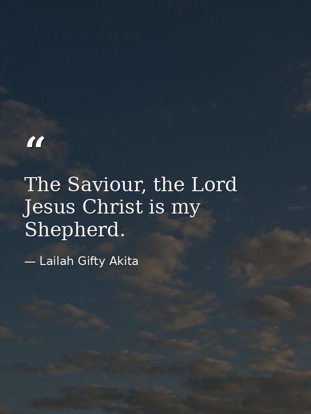 The Saviour, the Lord Jesus Christ is my Shepherd. — Lailah Gifty Akita