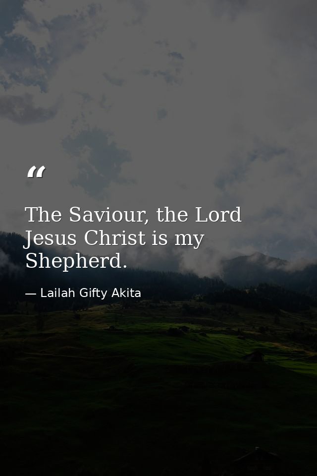 The Saviour, the Lord Jesus Christ is my Shepherd. — Lailah Gifty Akita
