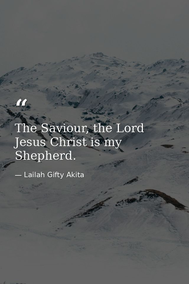The Saviour, the Lord Jesus Christ is my Shepherd. — Lailah Gifty Akita