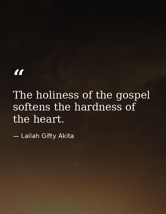 The holiness of the gospel softens the hardness of the heart. — Lailah Gifty Akita