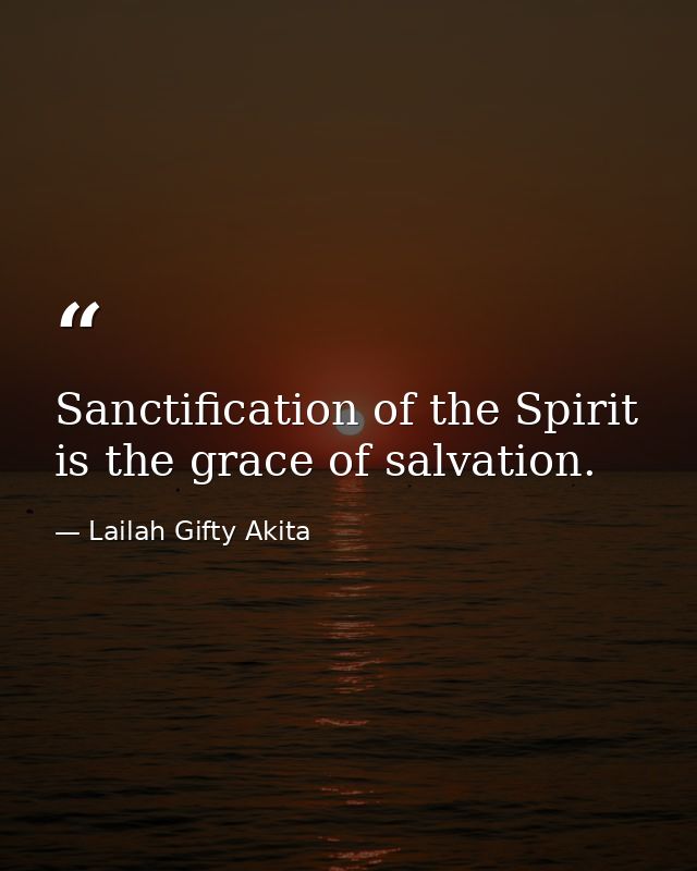 Sanctification of the Spirit is the grace of salvation. — Lailah Gifty Akita