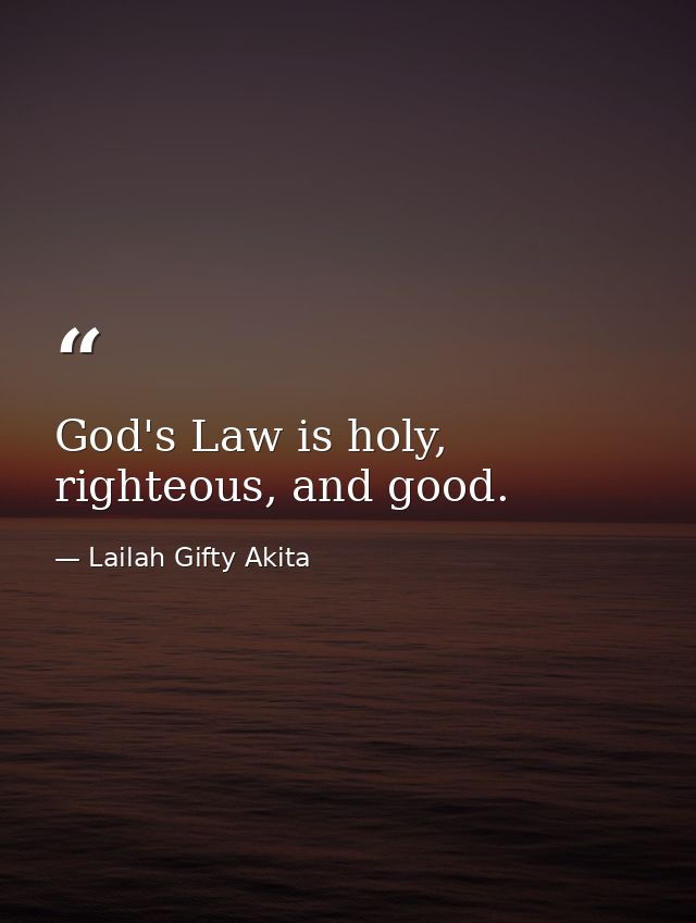 God's Law is holy, righteous, and good. — Lailah Gifty Akita