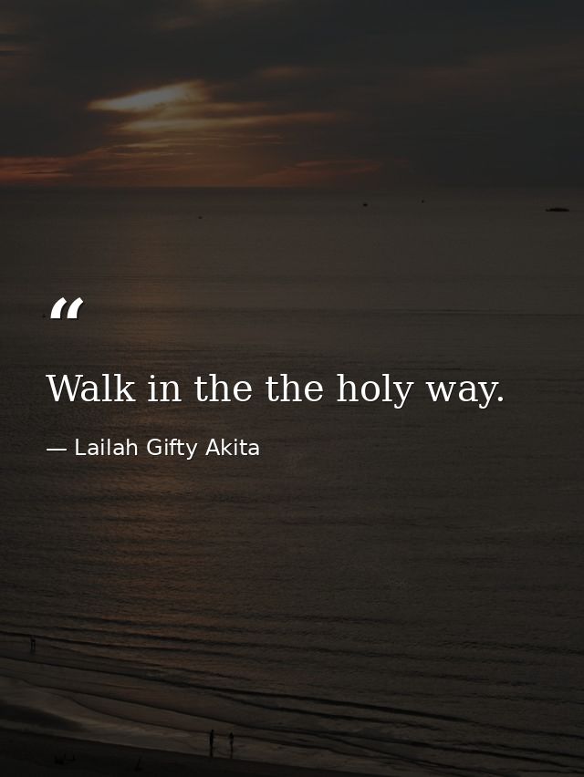 Walk in the the holy way. — Lailah Gifty Akita
