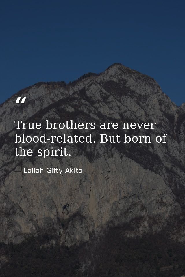 True brothers are never blood-related. But born of the spirit. — Lailah Gifty Akita