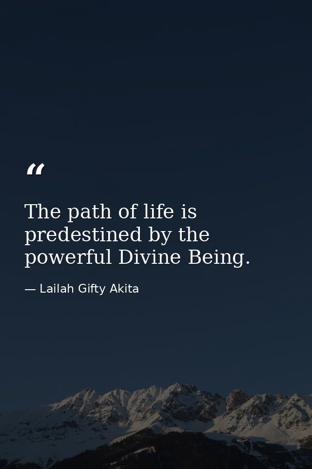 The path of life is predestined by the powerful Divine Being. — Lailah Gifty Akita