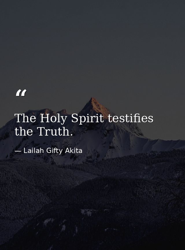 The Holy Spirit testifies the Truth. — Lailah Gifty Akita