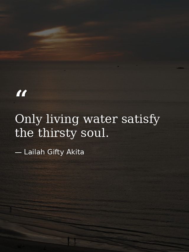 Only living water satisfy the thirsty soul. — Lailah Gifty Akita