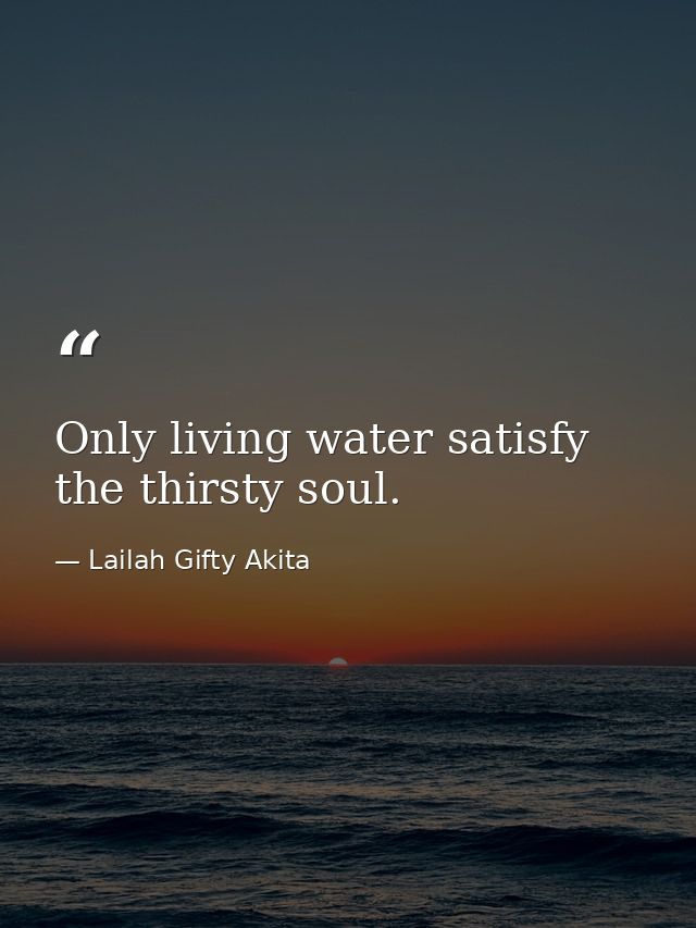 Only living water satisfy the thirsty soul. — Lailah Gifty Akita