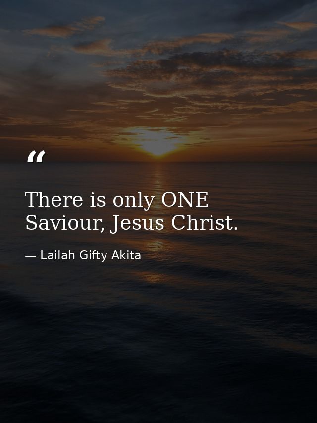 There is only ONE Saviour, Jesus Christ. — Lailah Gifty Akita