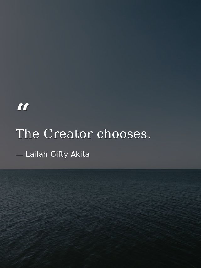 The Creator chooses. — Lailah Gifty Akita