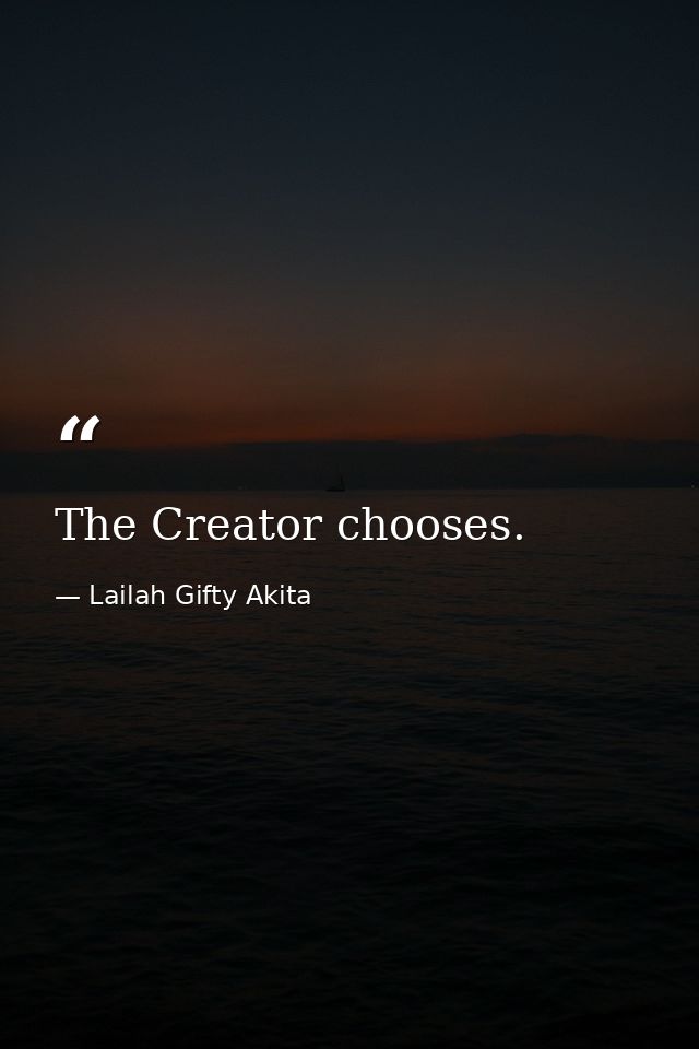 The Creator chooses. — Lailah Gifty Akita