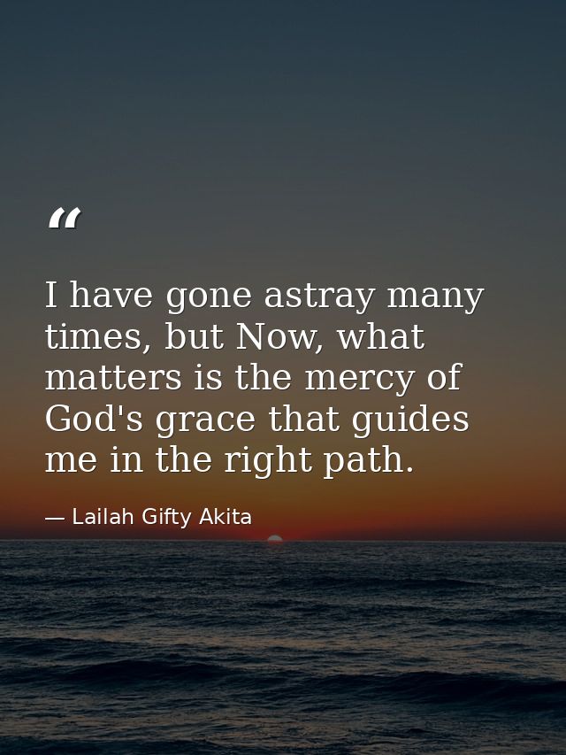 I have gone astray many times, but Now, what matters is the mercy of God's grace that guides me in the right path. — Lailah Gifty Akita