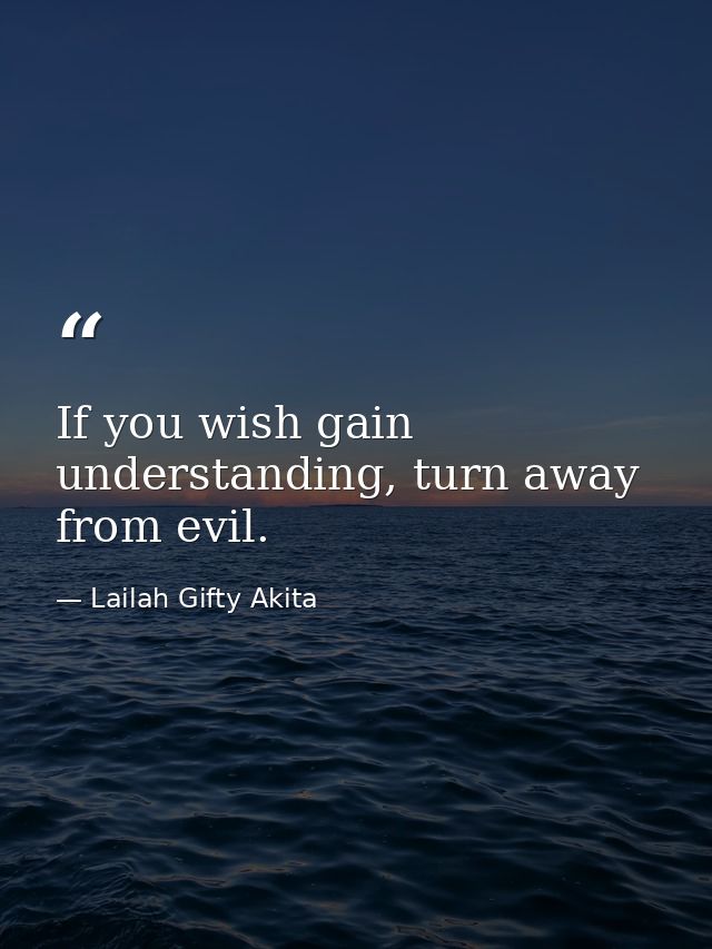If you wish gain understanding, turn away from evil. — Lailah Gifty Akita