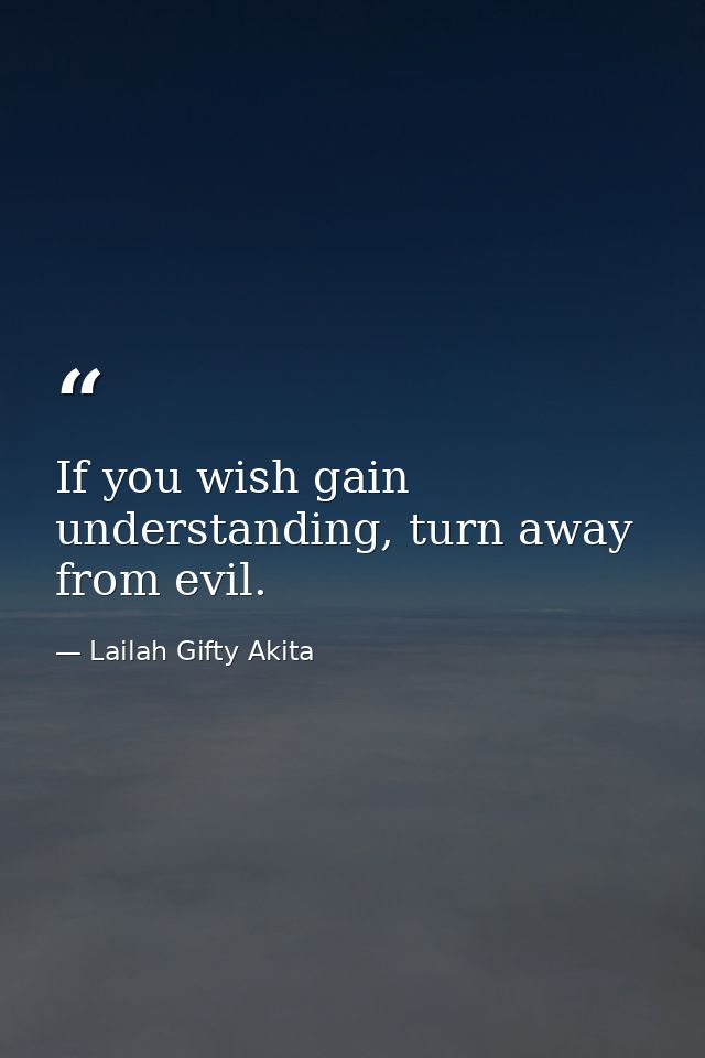 If you wish gain understanding, turn away from evil. — Lailah Gifty Akita