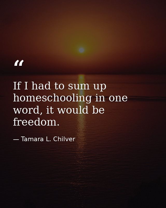 If I had to sum up homeschooling in one word, it would be freedom. — Tamara L. Chilver