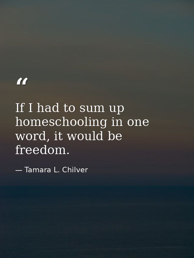 If I had to sum up homeschooling in one word, it would be freedom. — Tamara L. Chilver