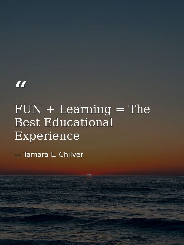 FUN + Learning = The Best Educational Experience — Tamara L. Chilver