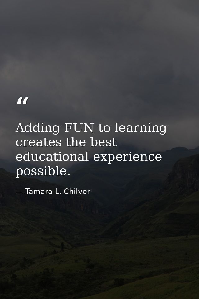 Adding FUN to learning creates the best educational experience possible. — Tamara L. Chilver