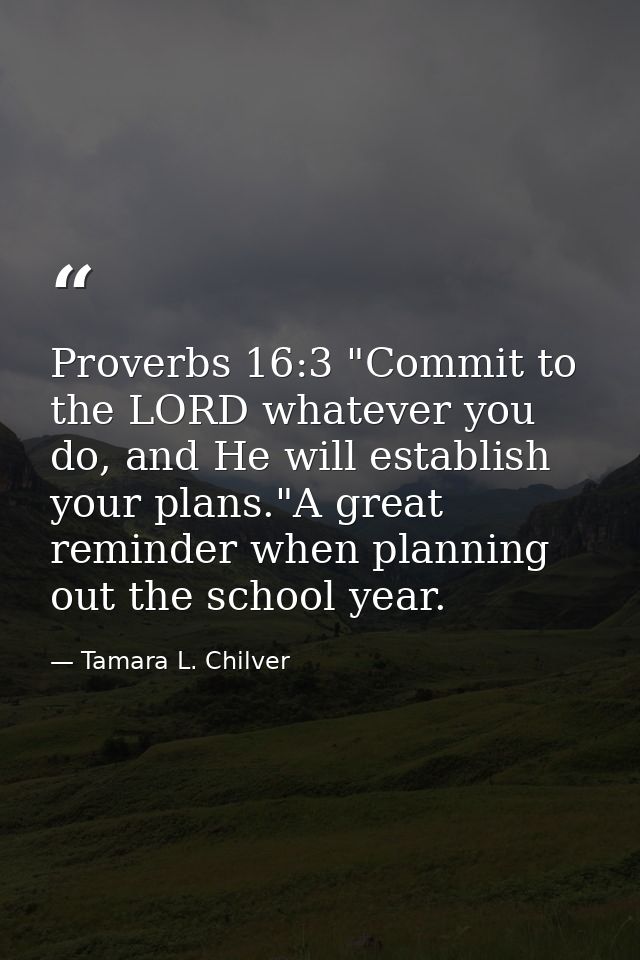 Proverbs 16:3 "Commit to the LORD whatever you do, and He will establish your plans."A great reminder when planning out  — Tamara L. Chilver