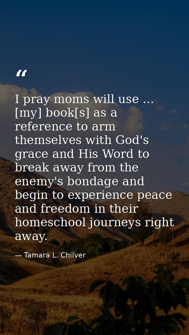 I pray moms will use ... [my] book[s] as a reference to arm themselves with God's grace and His Word to break away from  — Tamara L. Chilver