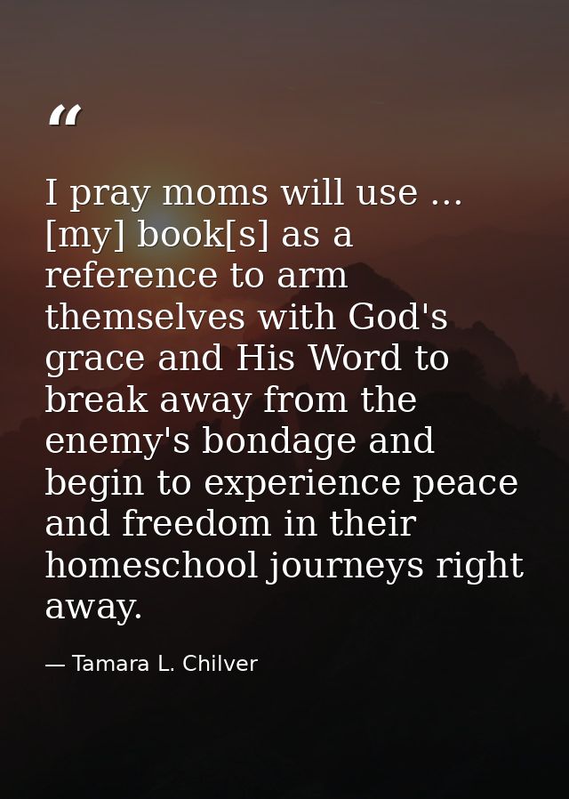I pray moms will use ... [my] book[s] as a reference to arm themselves with God's grace and His Word to break away from  — Tamara L. Chilver