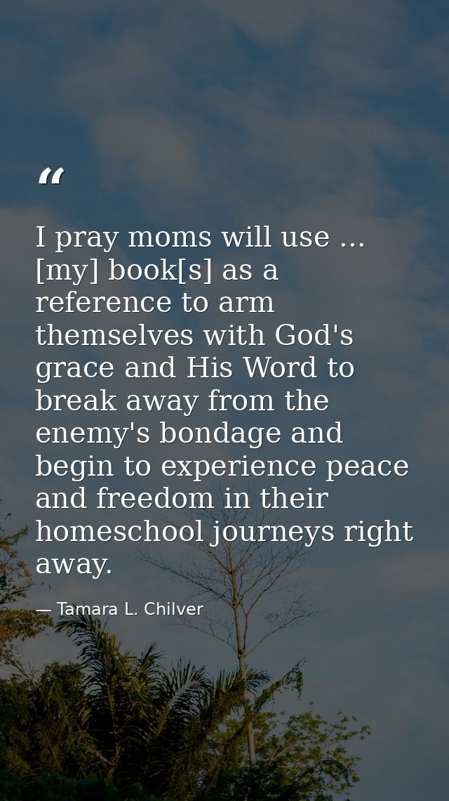 I pray moms will use ... [my] book[s] as a reference to arm themselves with God's grace and His Word to break away from  — Tamara L. Chilver