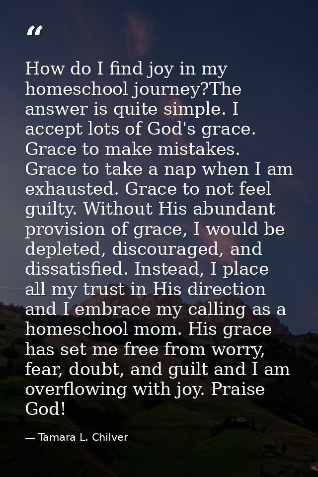 How do I find joy in my homeschool journey?The answer is quite simple. I accept lots of God's grace. Grace to make mista — Tamara L. Chilver