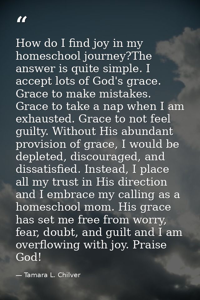 How do I find joy in my homeschool journey?The answer is quite simple. I accept lots of God's grace. Grace to make mista — Tamara L. Chilver